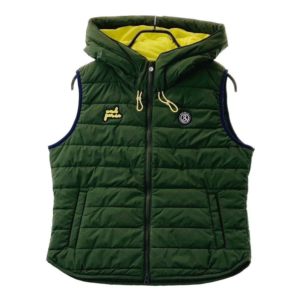 AND PER SE アンパスィ 2024年モデル フード付 中綿ジップベスト カーキ系 L 【中古】ゴルフウェア レディース