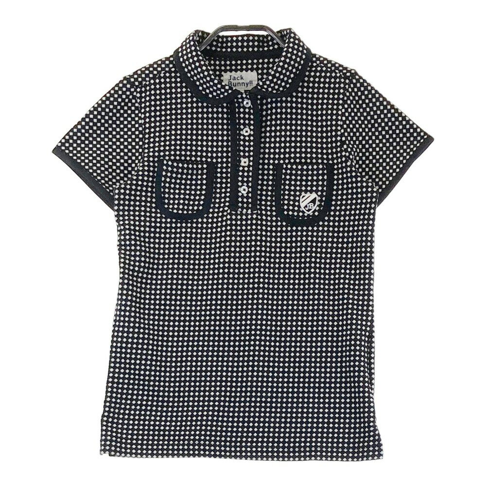 JACK BUNNY ジャックバニー 半袖ポロシャツ 総柄 ブラック系 0 【中古】ゴルフウェア レディース