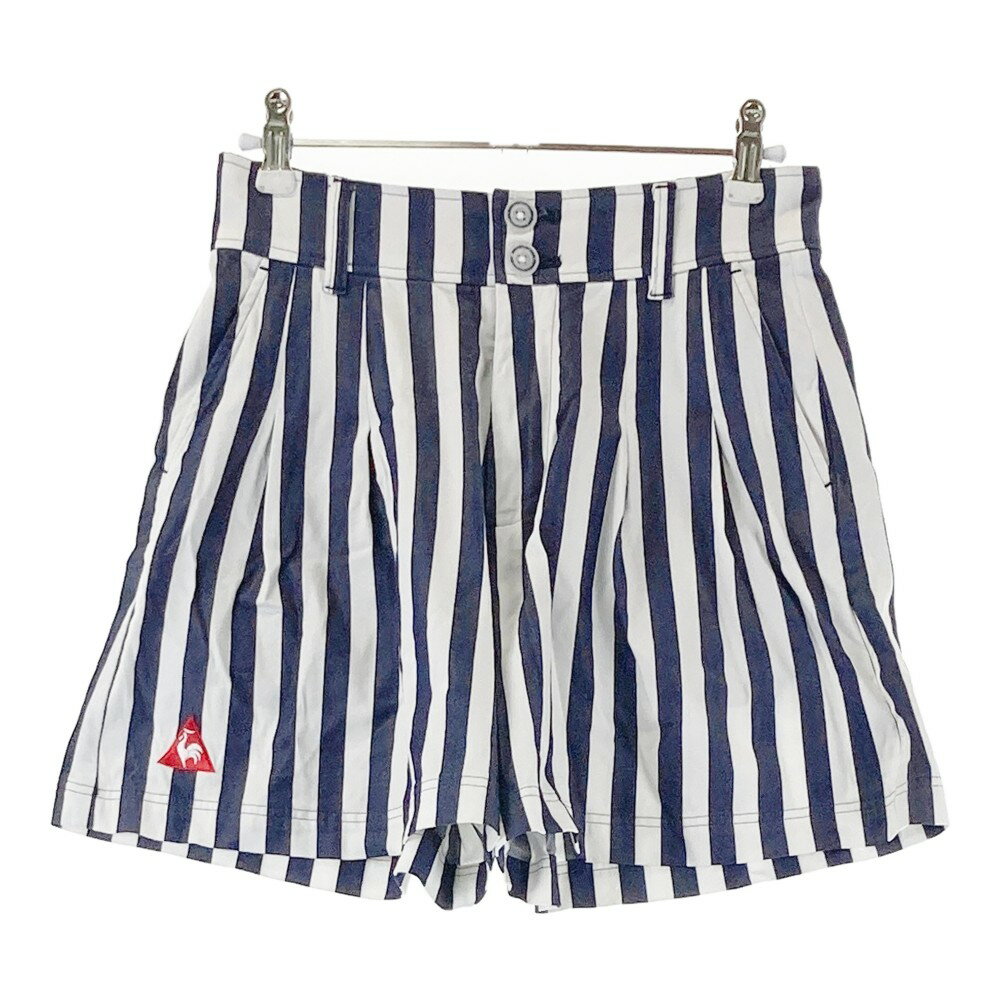 LE COQ GOLF ルコックゴルフ ストレッチショートパンツ ストライプ柄 ホワイト系 7 【中古】ゴルフウェア レディース