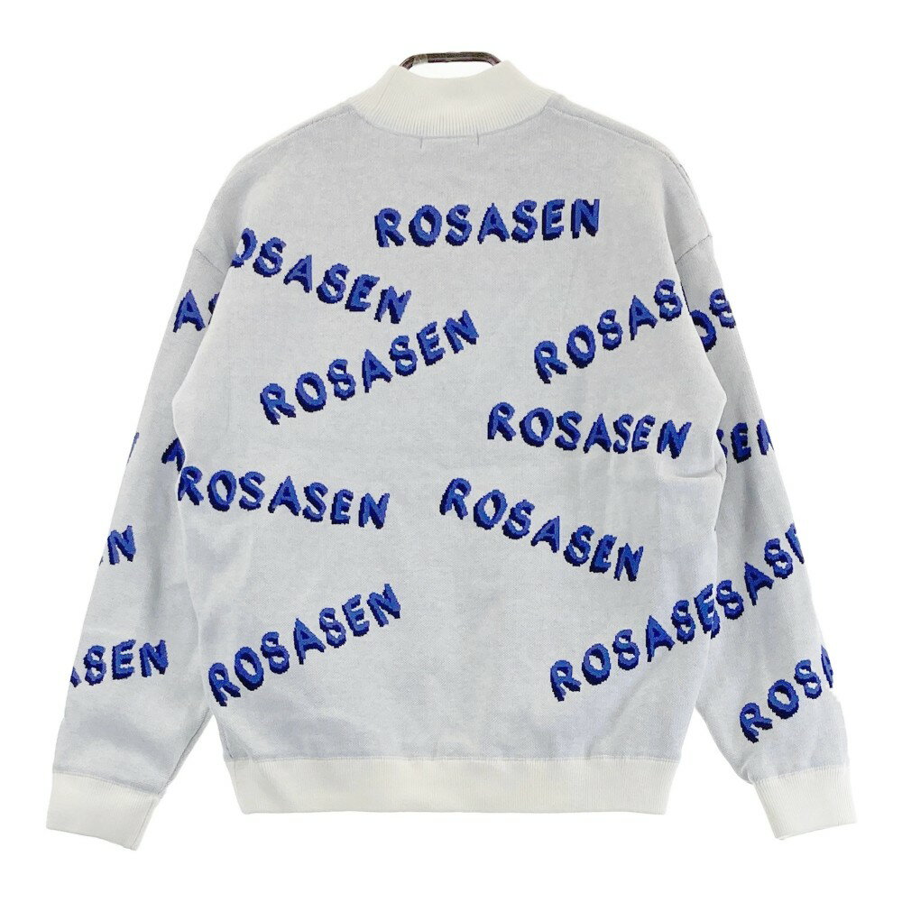 ROSASEN ロサーセン ; 裏地付き ニットセーター ロゴ総柄 ホワイト系 M 【中古】ゴルフウェア レディース