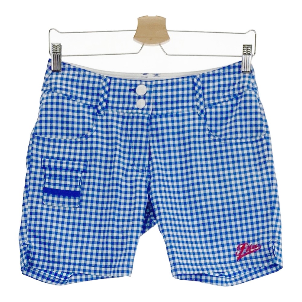 FILA GOLF フィラゴルフ ストレッチ ショートパンツ チェック柄 ブルー系 M 【中古】ゴルフウェア レディース