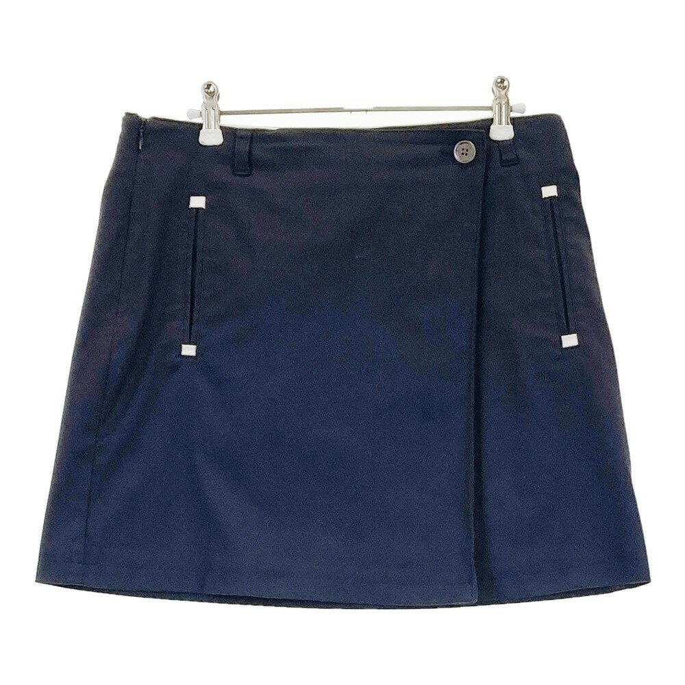 23区GOLF ニジュウサンクゴルフ 裏地付 ストレッチスカート ネイビー系 67 【中古】ゴルフウェア レディース