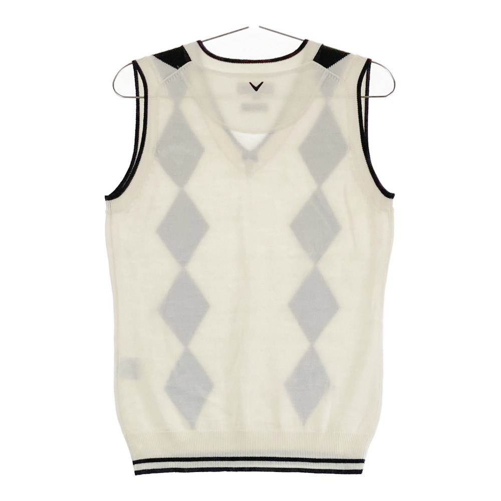 CALLAWAY キャロウェイ ニットベスト ダイヤ柄 ホワイト系 L 【中古】ゴルフウェア レディース