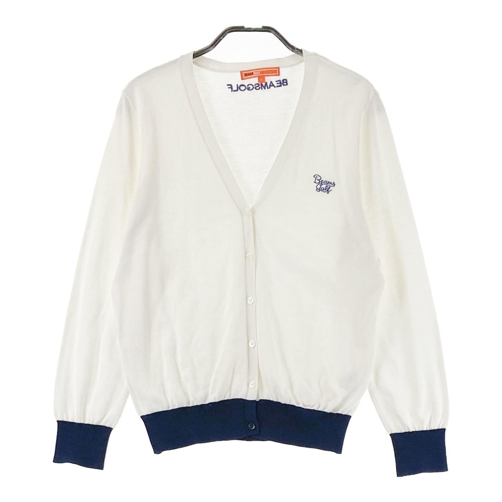 BEAMS GOLF ビームスゴルフ Vネック ニットカーディガン 薄手 ホワイト系 L 【中古】ゴルフウェア レディース