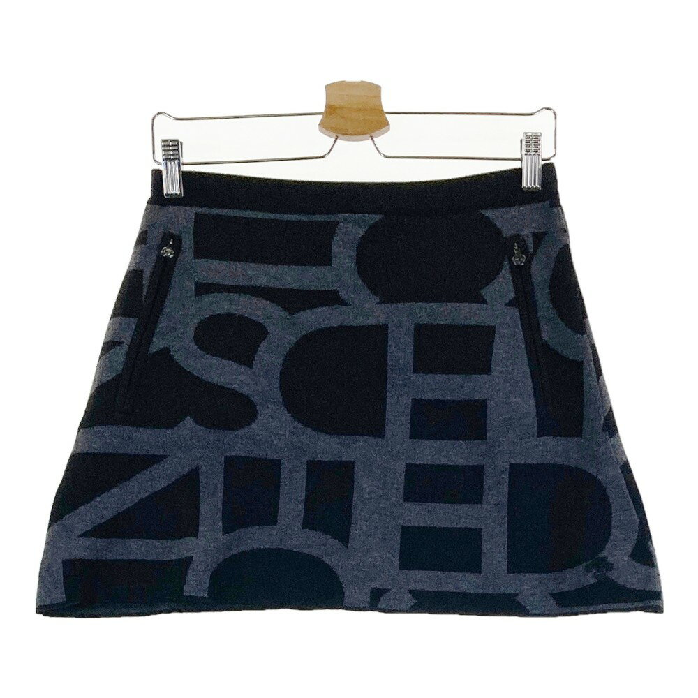 DESCENTE GOLF デサントゴルフ ; ニットスカート 総柄 ブラック系 M 【中古】ゴルフウェア レディース