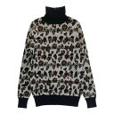 MARK&LONA マークアンドロナ タートルネック ウール ニットセーター スカル レオパード柄 ブラック系 WM 【中古】ゴルフウェア レディース