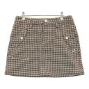 PEARLY GATES パーリーゲイツ ウール混 スカート 千鳥柄 ベージュ系 2 【中古】ゴルフウェア レディース(4)