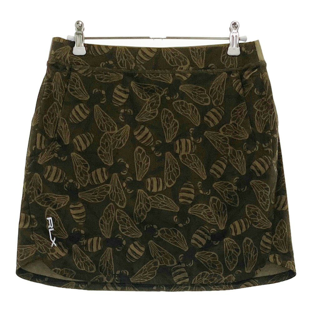 RLX ラルフローレン インナー付きスカート 総柄 カーキ系 XS 【中古】ゴルフウェア レディース