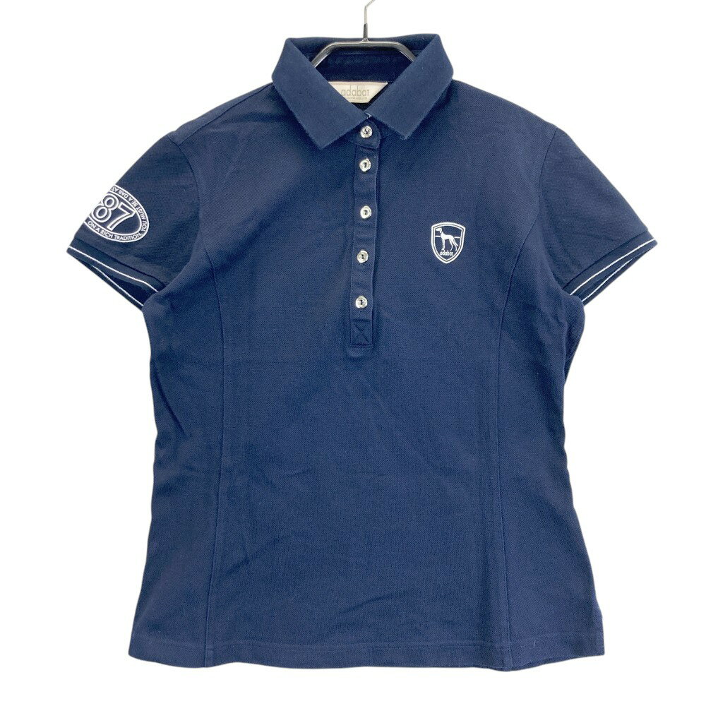 ADABAT アダバット 半袖ポロシャツ ロゴプリント ネイビー系 38 【中古】ゴルフウェア レディース