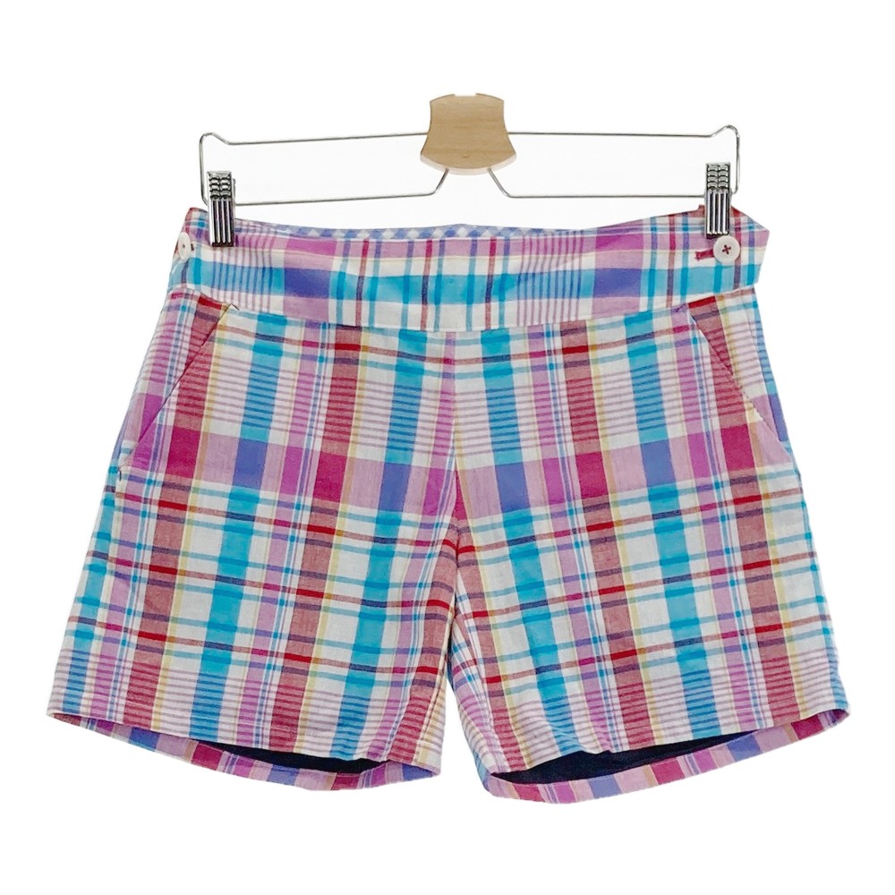 TOMMY HILFIGER GOLF トミー ヒルフィガーゴルフ ショートパンツ チェック柄 ブルー系 S 【中古】ゴルフウェア レディース