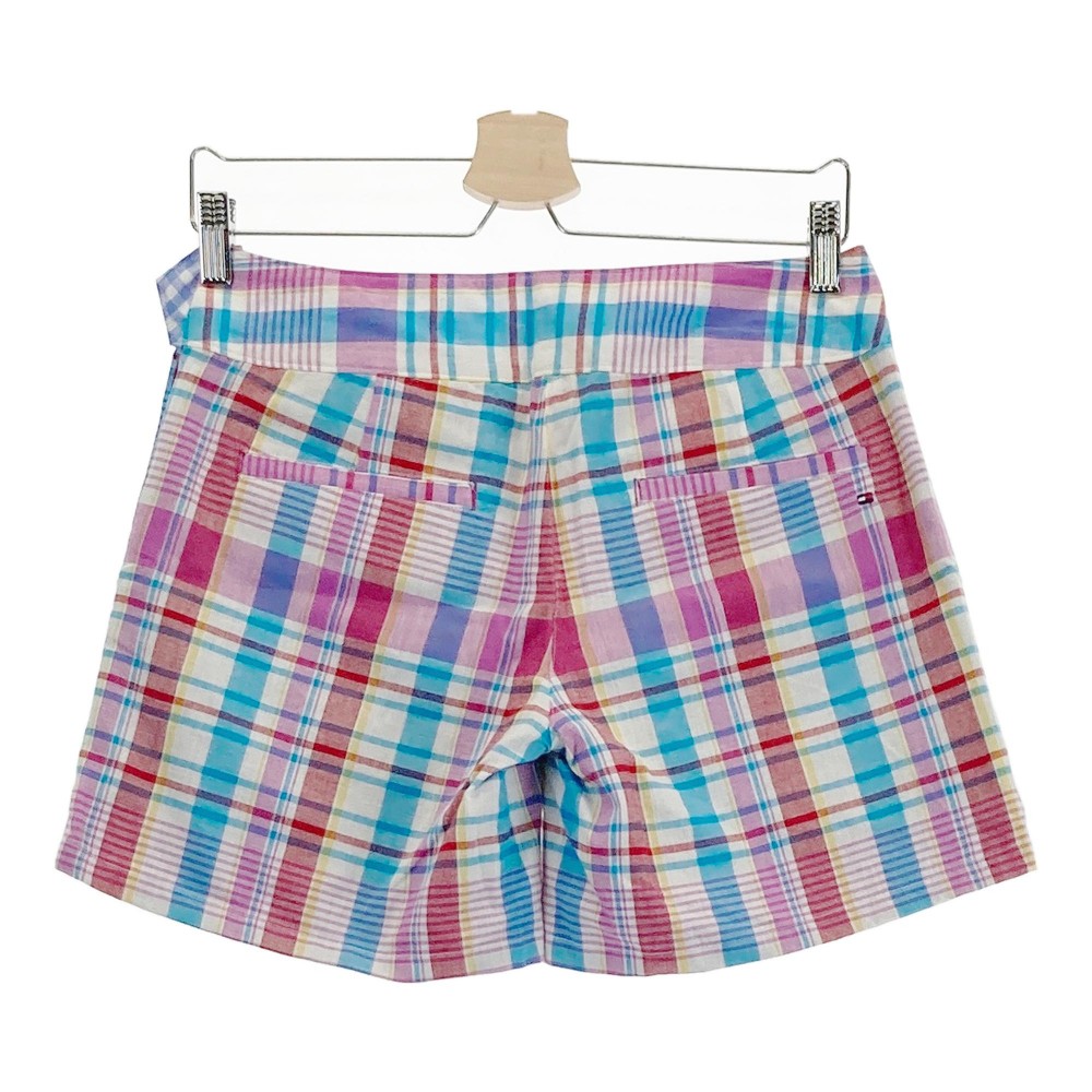 TOMMY HILFIGER GOLF トミー ヒルフィガーゴルフ ショートパンツ チェック柄 ブルー系 S 【中古】ゴルフウェア レディース