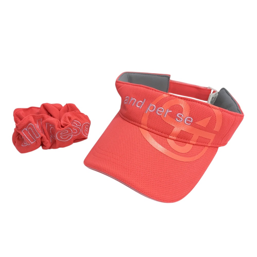 AND PER SE アンパスィ シュシュ付 サンバイザー オレンジ系 F 【中古】ゴルフウェア