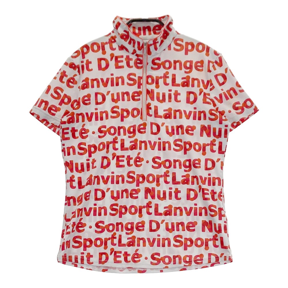 LANVIN SPORT ランバン スポール ハーフジップ 半袖Tシャツ 総柄 グレー系 38 【中古】ゴルフウェア レ..