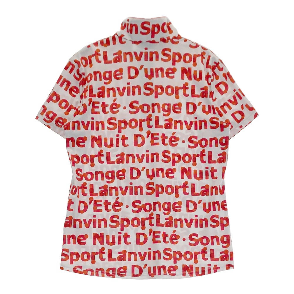 LANVIN SPORT ランバン スポール ハーフジップ 半袖Tシャツ 総柄 グレー系 38 【中古】ゴルフウェア レディース