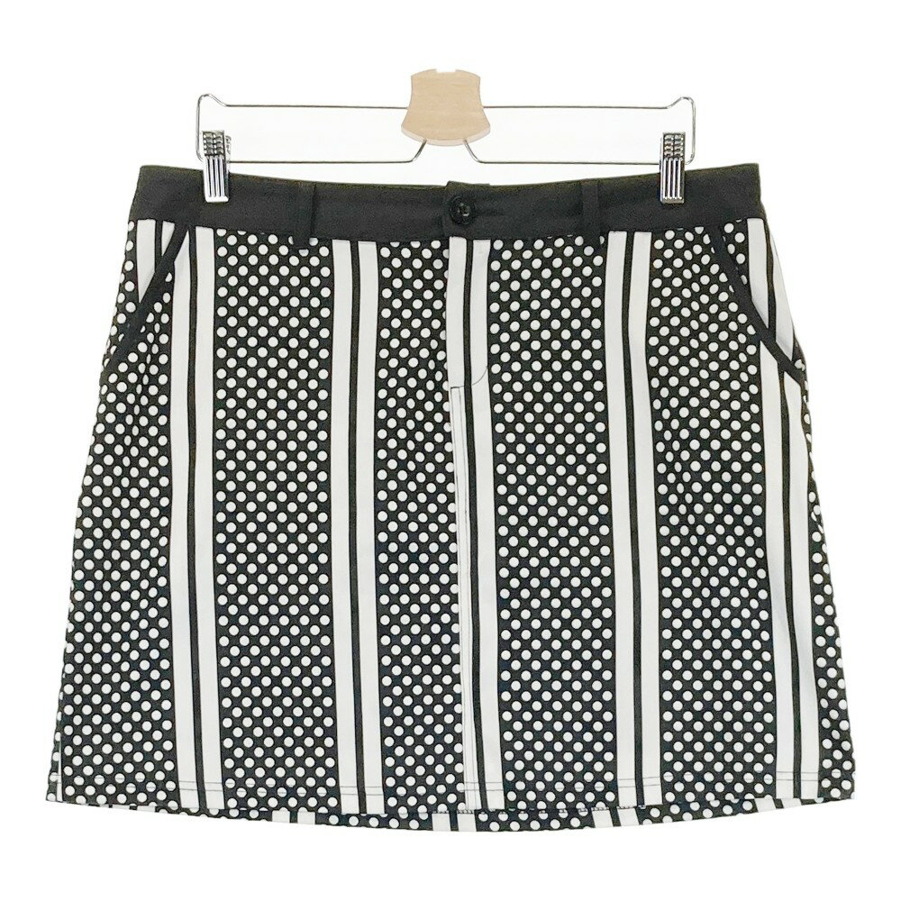 DELSOL デルソル 裏地付 スカート ドット×ストライプ柄 ブラック系 3L 【中古】ゴルフウェア レディース