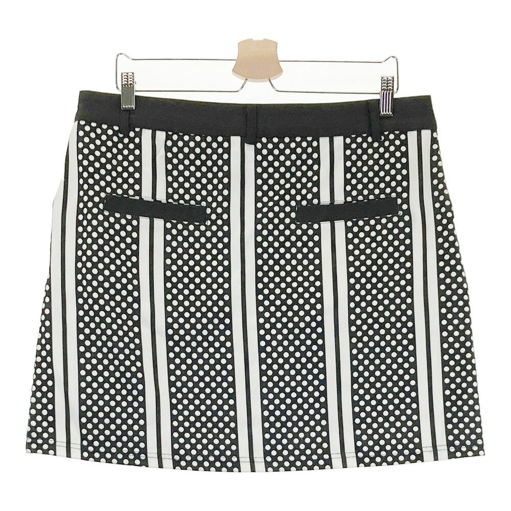 DELSOL デルソル 裏地付 スカート ドット×ストライプ柄 ブラック系 3L 【中古】ゴルフウェア レディース
