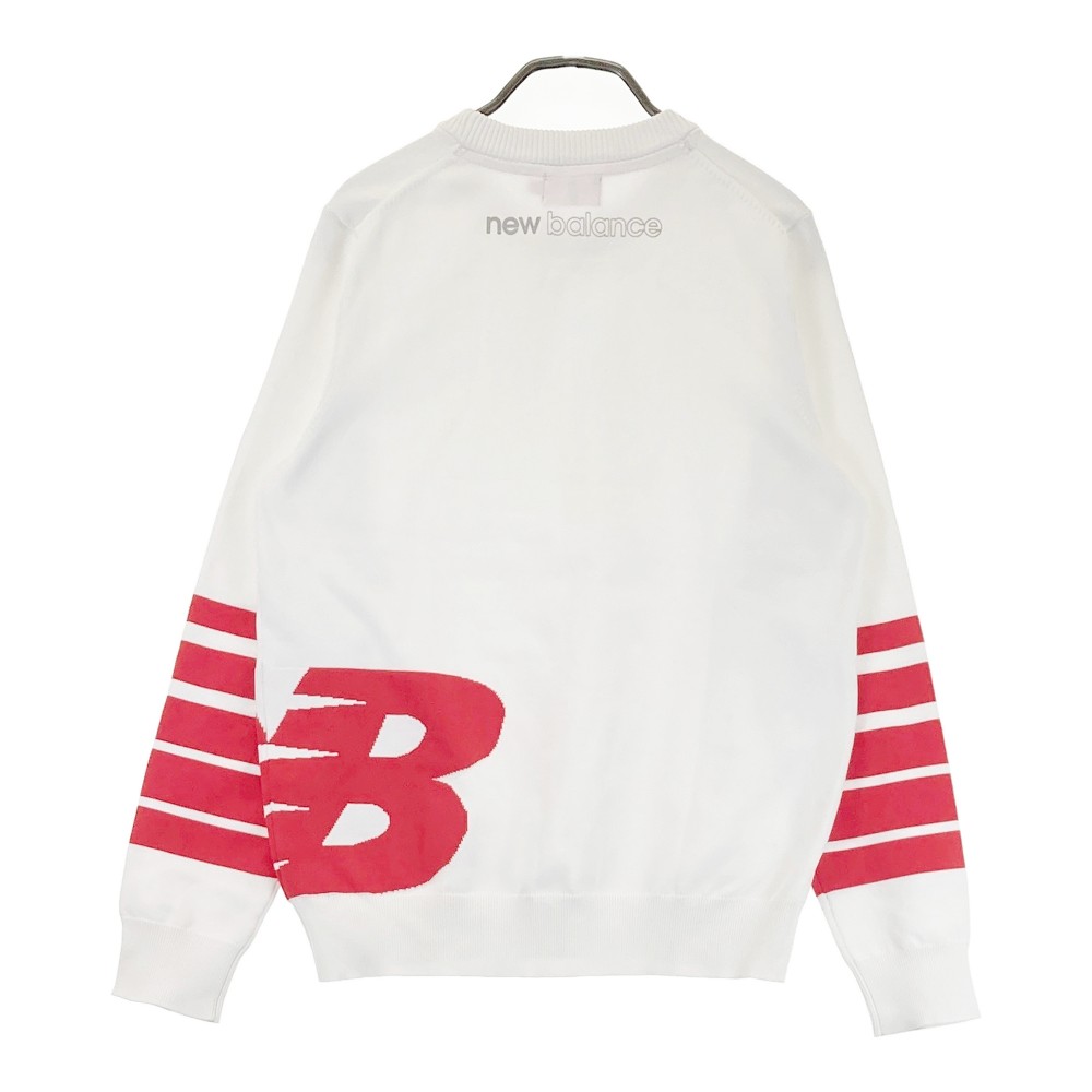 NEW BALANCE GOLF ニューバランス 長袖 ニットセーター ボーダー ロゴ柄 ホワイト系 1 【中古】ゴルフウェア レディース