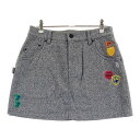 PEARLY GATES パーリーゲイツ 裏起毛 ストレッチ スカート ワッペン グレー系 1 【中古】ゴルフウェア レディース(4)