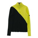 DESCENTE GOLF デサントゴルフ ハーフジップ 長袖リブニット イエロー系 M 【中古】ゴルフウェア レディース