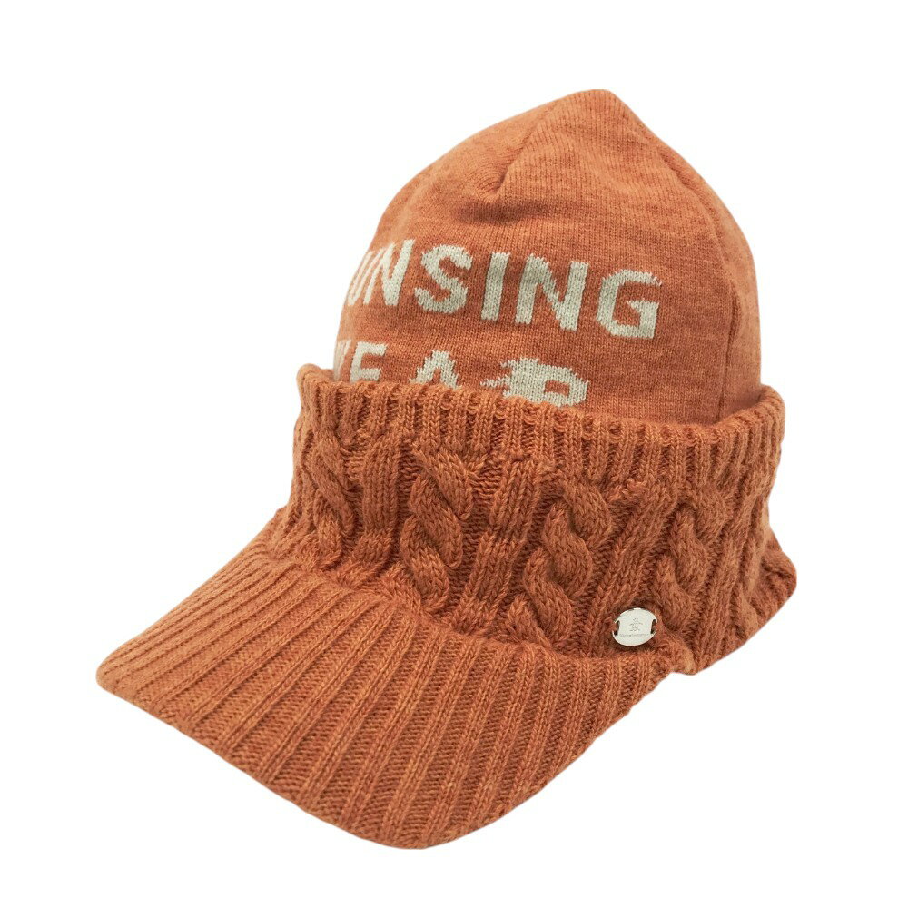 MUNSING WEAR マンシングウェア 2023年モデル サンバイザー付 ニット帽 オレンジ系 F(55-59cm) 【中古】ゴルフウェア