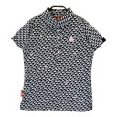 LE COQ GOLF ルコックゴルフ 半袖ポロシャツ さくらんぼ総柄 ブラック系 M 【中古】ゴルフウェア レディース
