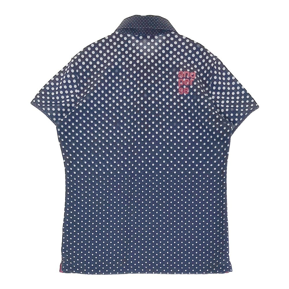 AND PER SE アンパスィ 半袖ポロシャツ ドット柄 ネイビー系 L 【中古】ゴルフウェア レディース