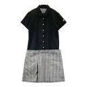 KAPPA GOLF カッパゴルフ 半袖ワンピース チェック柄 ブラック系 M 【中古】ゴルフウェア レディース