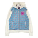ADMIRAL アドミラル 裏起毛 ジップパーカー チェック柄 ホワイト系 L 【中古】ゴルフウェア レディース