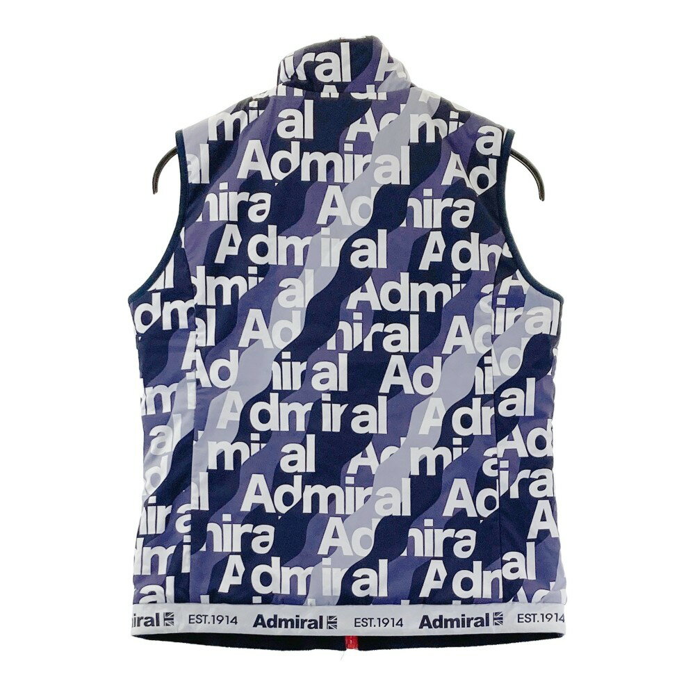 ADMIRAL アドミラル 2023年モデル 中綿 リバーシブル ジップベスト 総柄 ネイビー系 M 【中古】ゴルフウェア レディース
