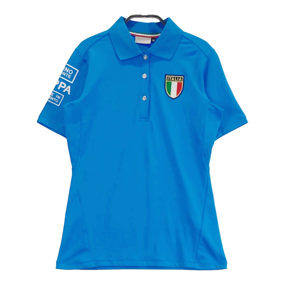 KAPPA GOLF カッパゴルフ 半袖ポロシャツ ワッペン ブルー系 M 【中古】ゴルフウェア レディース