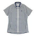 MUNSING WEAR マンシングウェア ロゴ刺繍 半袖ジャケット チェック柄 グレー系 M 【中古】ゴルフウェア レディース