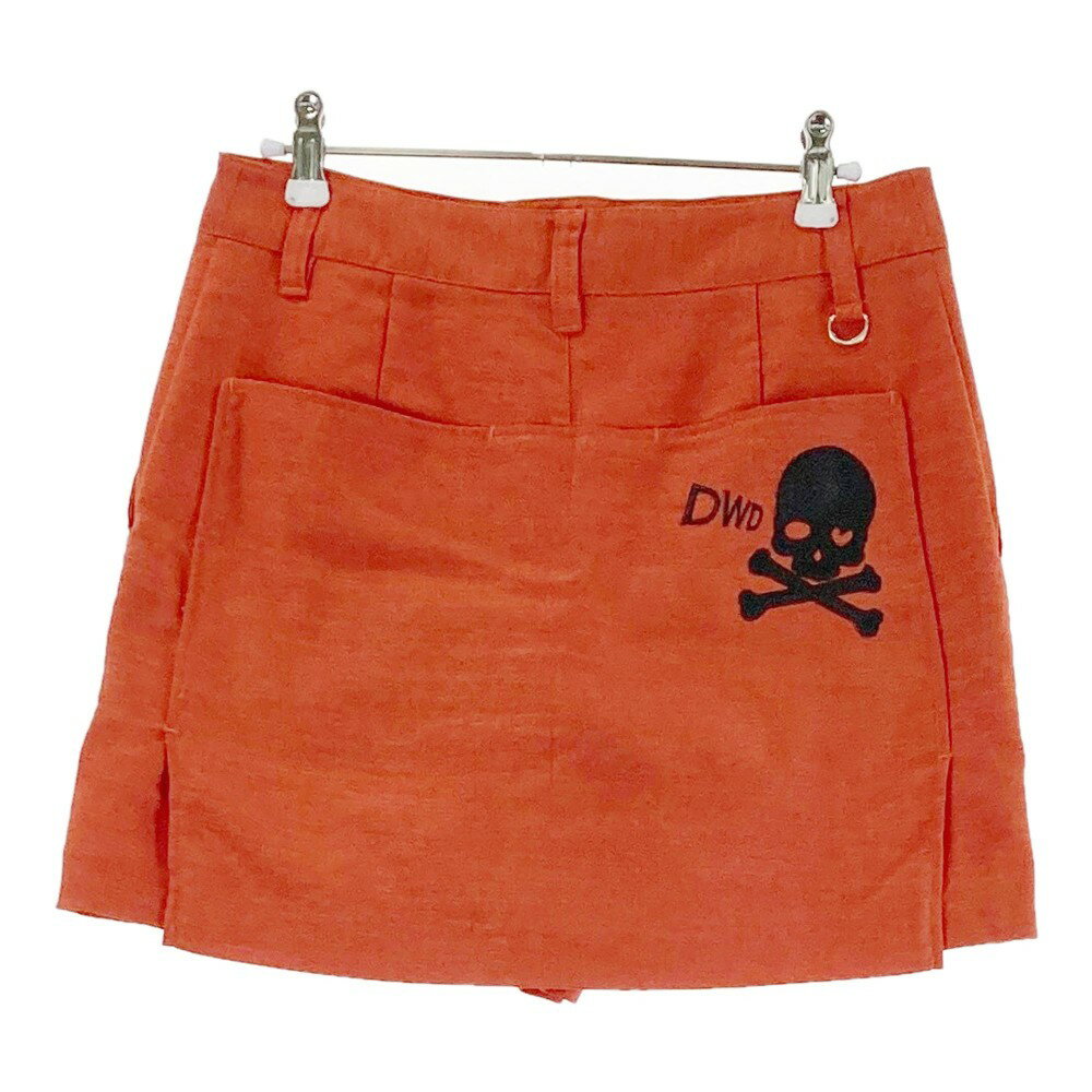 DANCE WITH DRAGON ダンスウィズドラゴン インナー付スカート スカル オレンジ系 2 【中古】ゴルフウェア レディース