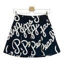 PEARLY GATES パーリーゲイツ ストレッチ プリーツスカート ロゴ 総柄 ネイビー系 00 【中古】ゴルフウェア レディース
