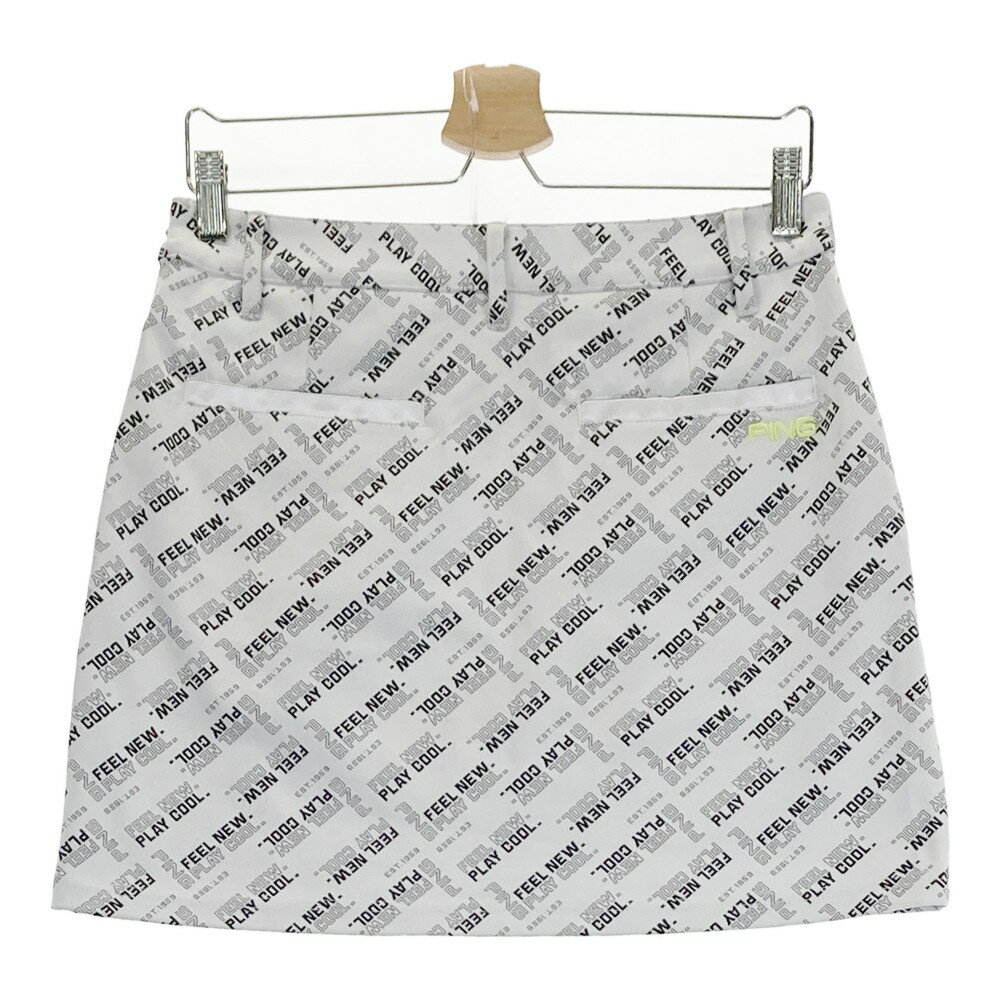 PING ピン ストレッチスカート 総柄 ホワイト系 L 【中古】ゴルフウェア レディース