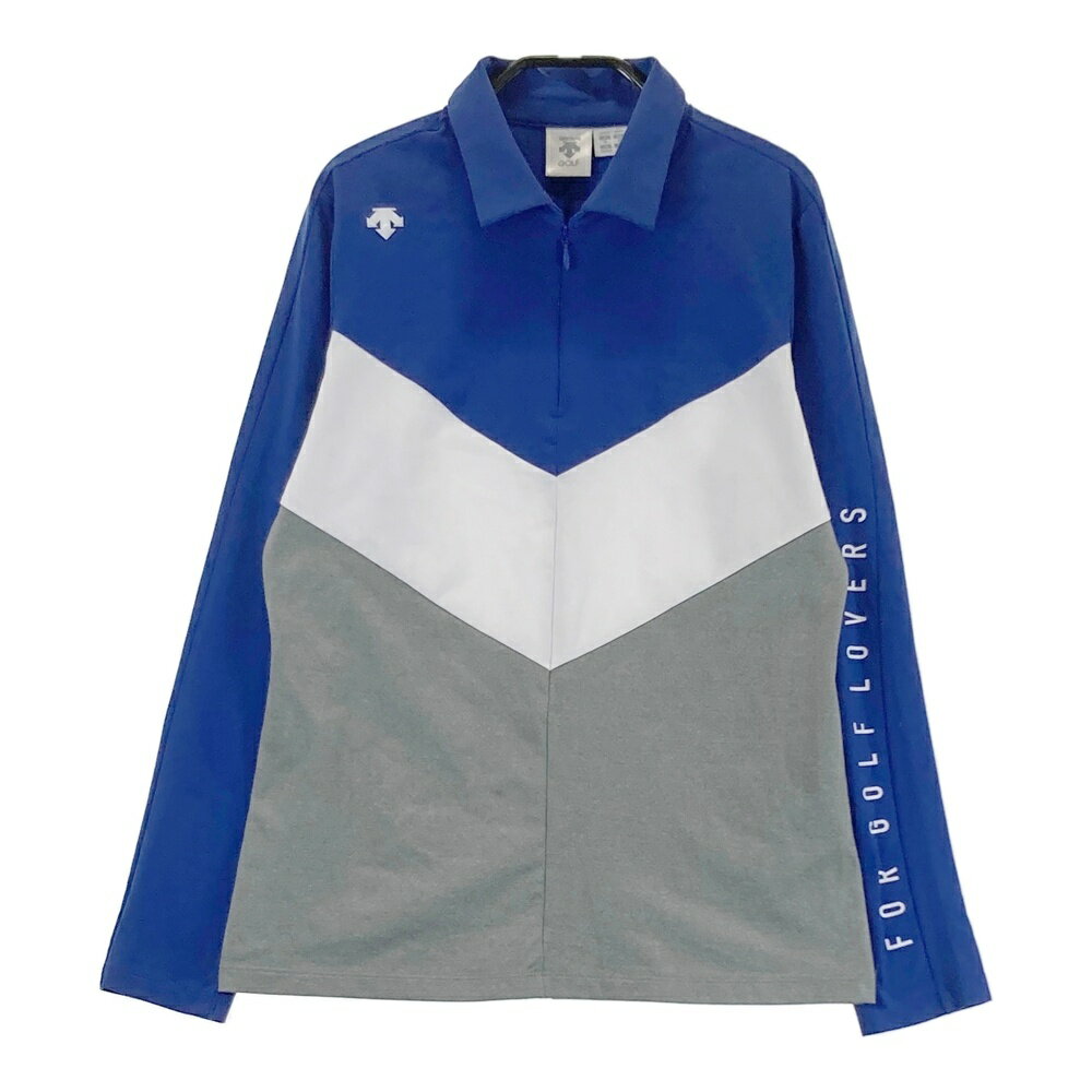 DESCENTE GOLF デサントゴルフ ハーフジップ 長袖ポロシャツ ネイビー系 M 【中古】ゴルフウェア レディース