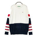 TOMMY HILFIGER GOLF トミー ヒルフィガーゴルフ クルーネック ニットセーター ホワイト系 L 【中古】ゴルフウェア レディース