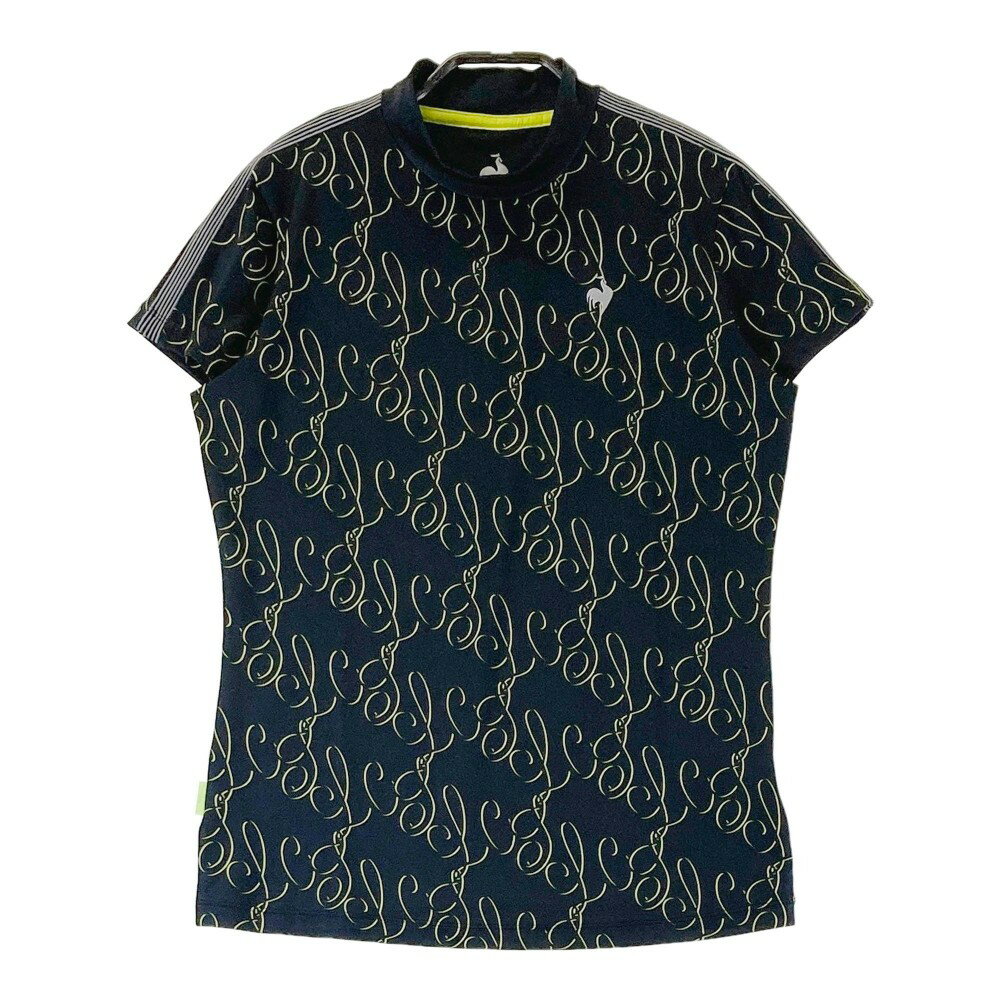 LE COQ GOLF ルコックゴルフ 2023年モデル モックネック 半袖Tシャツ 総柄 ブラック系 L 【中古】ゴルフウェア レディース