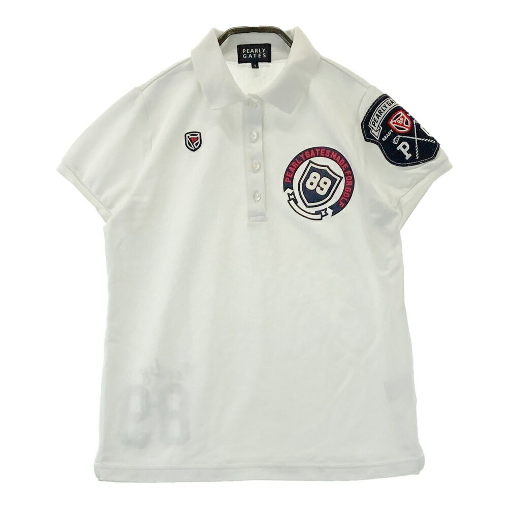 PEARLY GATES パーリーゲイツ 半袖ポロシャツ ホワイト系 1 【中古】ゴルフウェア レディース