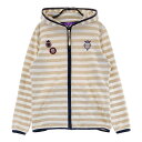 BEAMS GOLF ビームスゴルフ パイル地 ジップパーカー ボーダー柄 ベージュ系 M 【中古】ゴルフウェア レディース