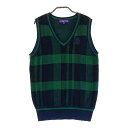 BEAMS GOLF ビームスゴルフ Vネックニットベスト チェック柄 グリーン系 M 【中古】ゴルフウェア レディース