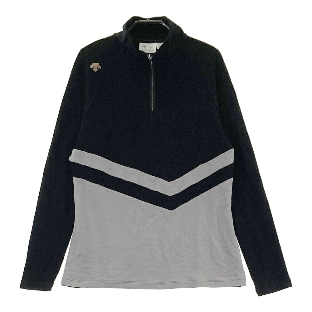 DESCENTE GOLF デサントゴルフ ハーフジップ 長袖Tシャツ ブラック系 L 【中古】ゴルフウェア レディース