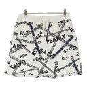 PEARLY GATES パーリーゲイツ 055-2234036 スウェットスカート ロゴ チェーン総柄 ホワイト系 0 【中古】ゴルフウェア レディース