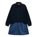 ADIDAS GOLF アディダスゴルフ 長袖ポロ ワンピース ボーダー柄 ブラック系 L 【中古】ゴルフウェア レディース