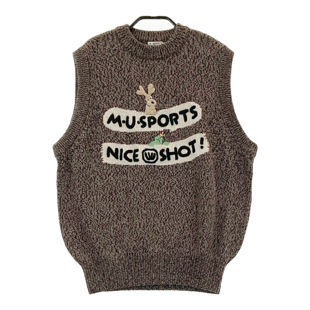 M.U SPORTS エムユースポーツ ニットベスト ブラウン系 42 【中古】ゴルフウェア レディース