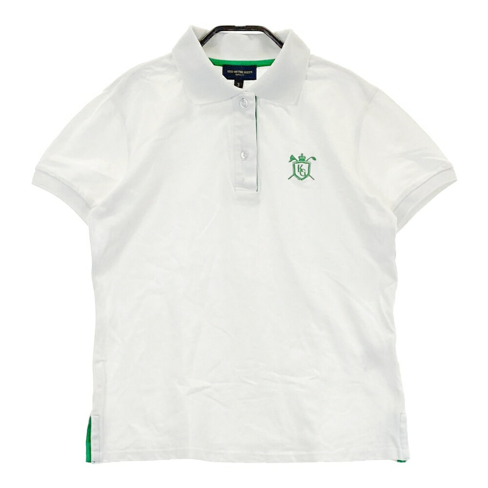 KISS ON THE GREEN キスオンザグリーン 半袖ポロシャツ ホワイト系 3 【中古】ゴルフウェア レディース