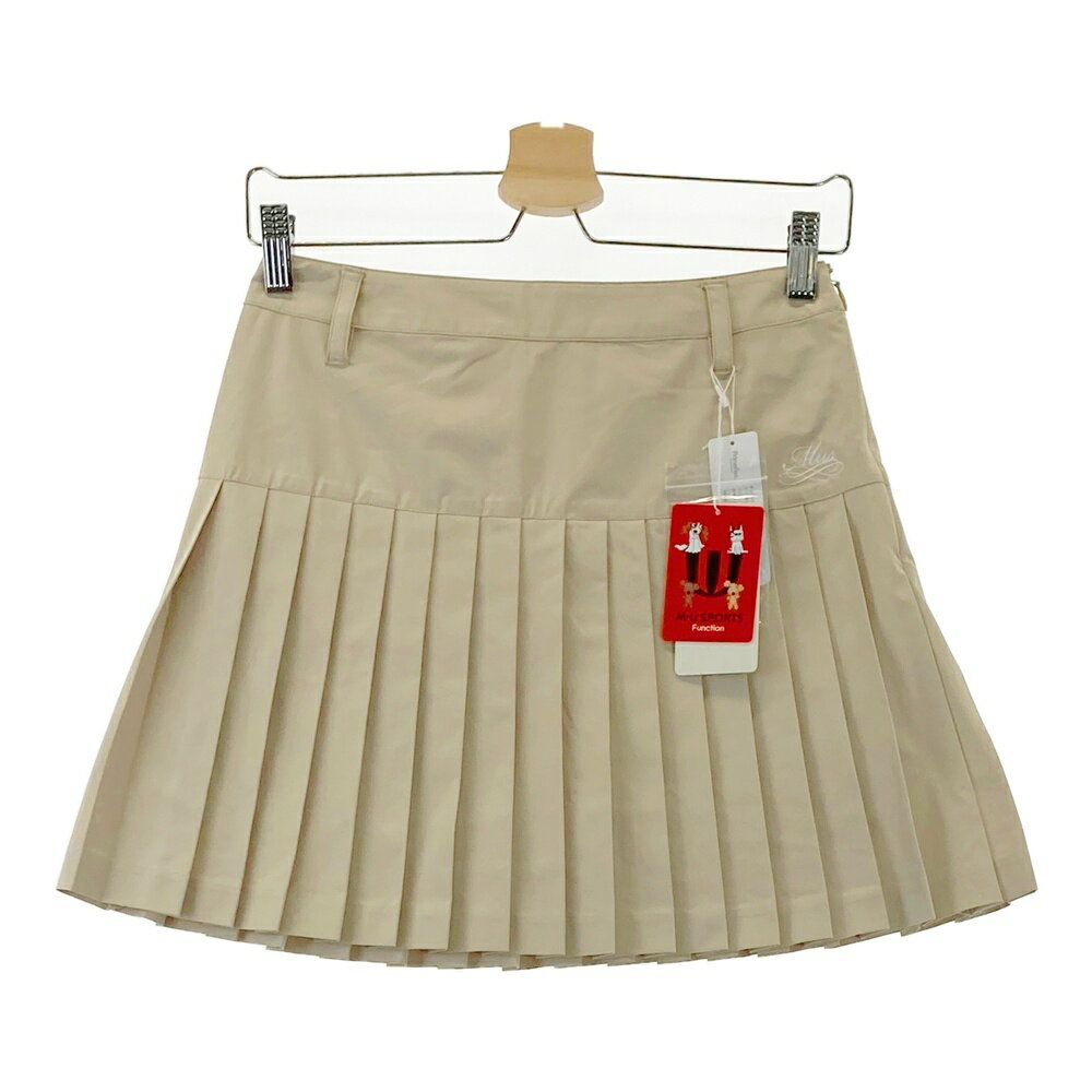 M.U SPORTS エムユースポーツ 裏地付 プリーツスカート ベージュ系 40 【中古】ゴルフウェア レディース