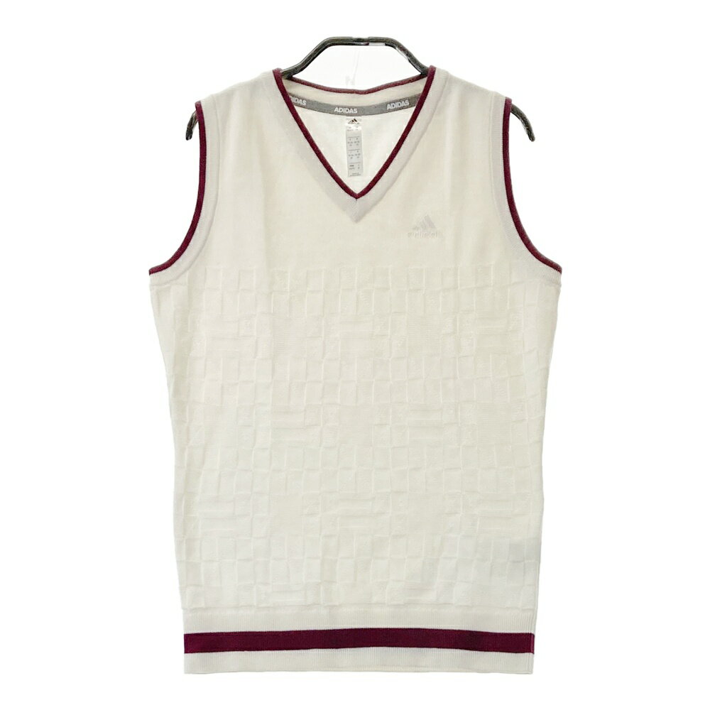 ADIDAS GOLF アディダスゴルフ ニットベスト ホワイト系 M 【中古】ゴルフウェア レディース
