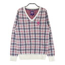 ADMIRAL アドミラル Vネック ニットセーター チェック柄 ホワイト系 M 【中古】ゴルフウェア レディース