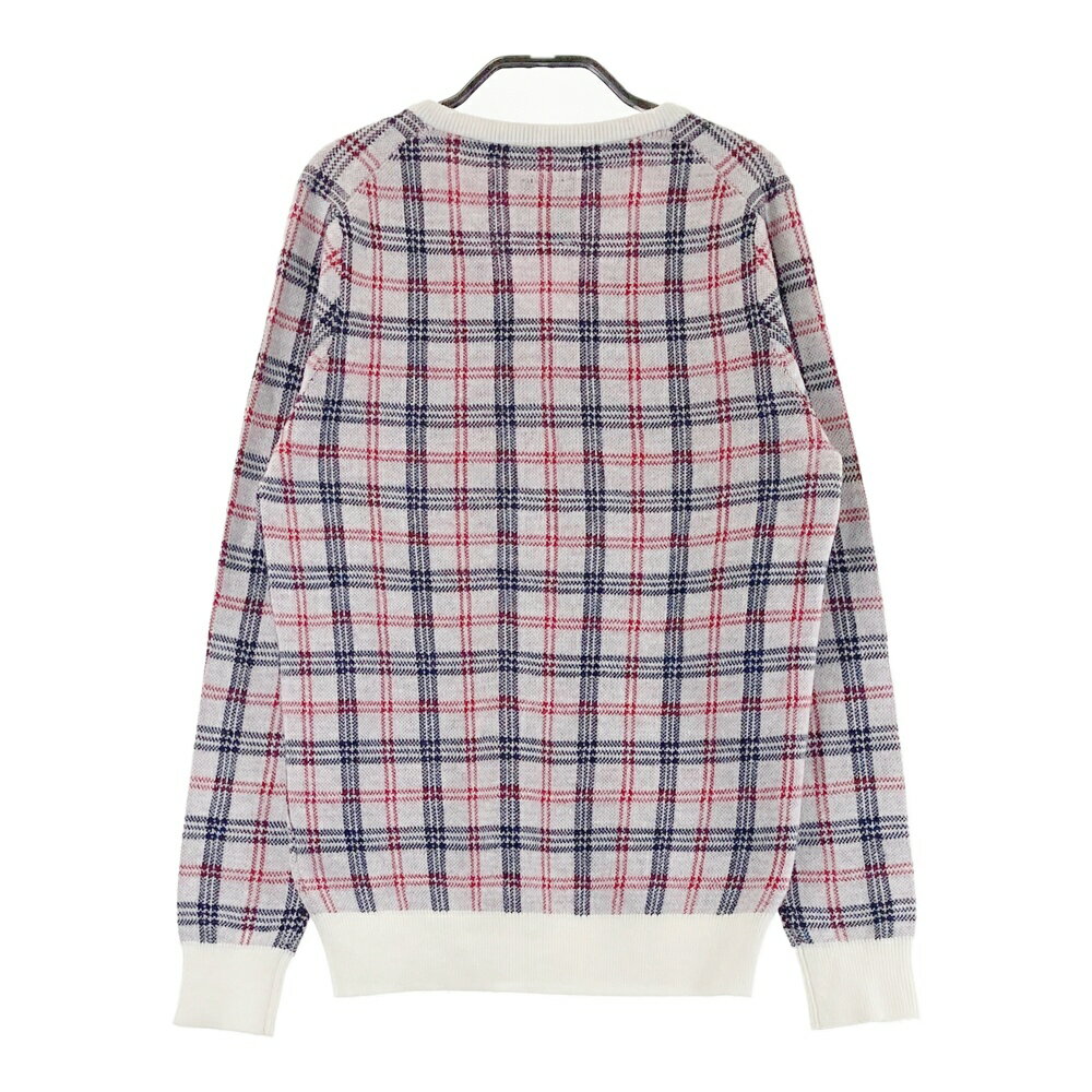 ADMIRAL アドミラル Vネック ニットセーター チェック柄 ホワイト系 M 【中古】ゴルフウェア レディース