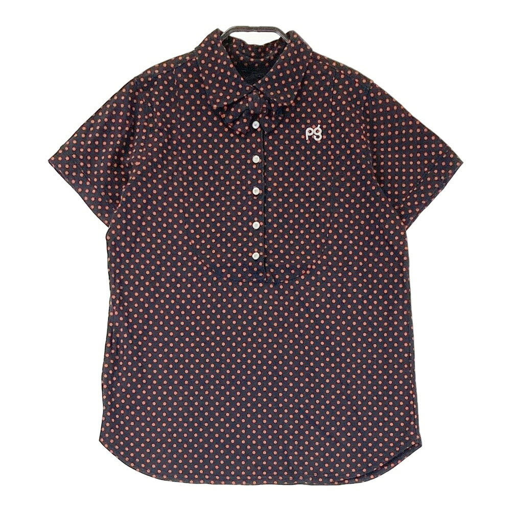 PEARLY GATES パーリーゲイツ リボン半袖ポロシャツ ドット柄 ブラック系 0 【中古】ゴルフウェア レデ..